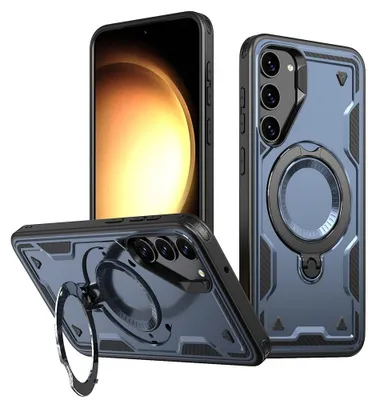 Produktbild von Samsung Galaxy S23 Hülle - Coverup Armor Back Cover met MagSafe Compatible Kickstand - Blau