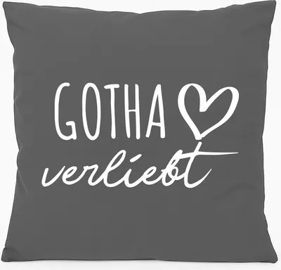 Produktbild von Huuraa Kissen Gotha verliebt 40x40cm mit Füllung Steel Grey Baumwolle Dekokissen Geschenkidee