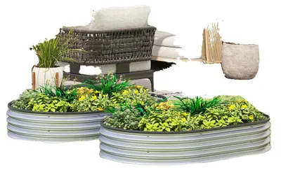 Productafbeelding van Buitenplant, duurzame harsconstructie, modern design, zilverkleurig
