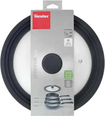 Immagine prodotto di Coperchio universale Metaltex per pentole in vetro con bordo in silicone 28 cm Coperchio paraschizzi