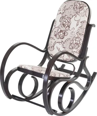 Produktbild von Schaukelstuhl M41, Schwingsessel Fernsehsessel, Massiv-Holz  Walnuss-Optik, Stoff/Textil Jacquard braun