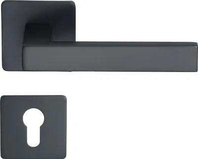 Produktbild von Trento Fenstergriff MeinTürgriff Flachrosette schwarz Türdrücker eckig BB PZ WC