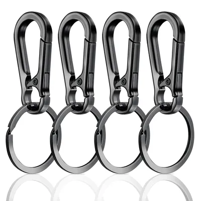 Productafbeelding van Sleutelhanger - Karabijnhaak - Metalen sleutelring - 4-pack - Zilver