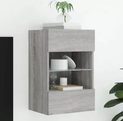 Zdjęcie produktu dla Maison Exclusive – szafka pod telewizor z oświetleniem LED, kolor szary Sonoma, 40 x 30 x 60,5 cm
