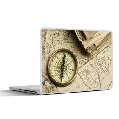 Produktbild von MuchoWow® Laptop Aufkleber Sticker Cover Alter Kompass zum Navigieren auf einer alten Karte 25x18 cm - Laptop-Deko