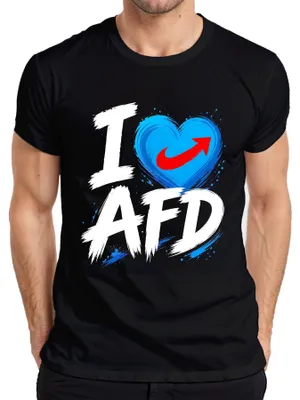 Obrázek produktu pro Tričko "AfD Blaues Herz Patriot Deutschland", černé barvy, velikost XXL. (Sarkastické vyjádření.)