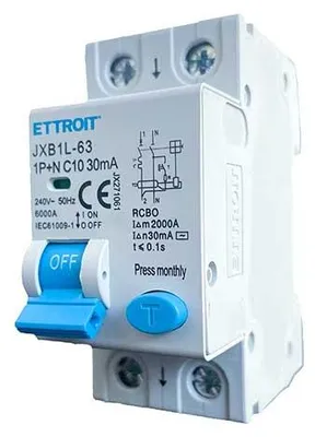 Imagen del producto de Interruptor magnetotérmico diferencial ETTROIT, 1P+N, corriente nominal 10A