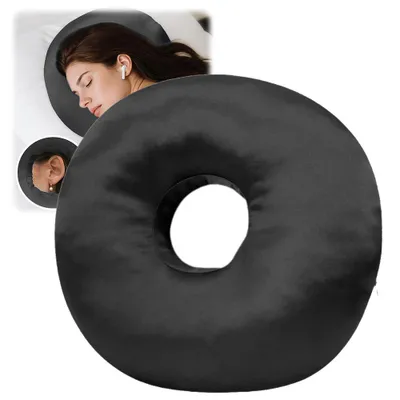 Image de Coussin pour piercing avec trou Coussin pour boucles d'oreilles pour la maison, le bureau, respirant, ergonomique, confortable amovible Coussin pour dormir sur le côté en forme de donut Coussin pour piercing