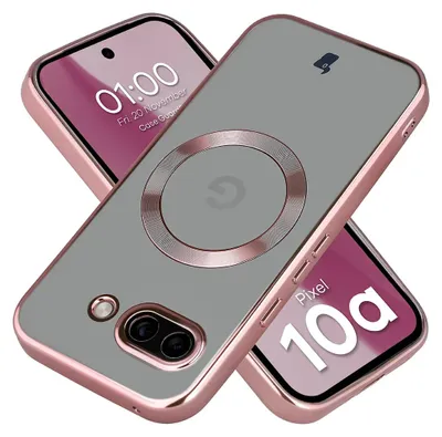 Produktbild von Handyhülle mit Kameraschutz und Magnetring für Google Pixel 10a, Bizon Case GuardO, Transparent-Rosa