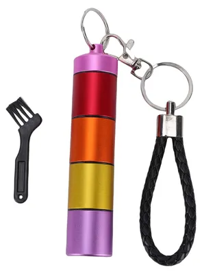 Immagine prodotto di Contenitore portatile in metallo con 4 scomparti e tracolla, impermeabile, rosso, arancione, giallo, rosa