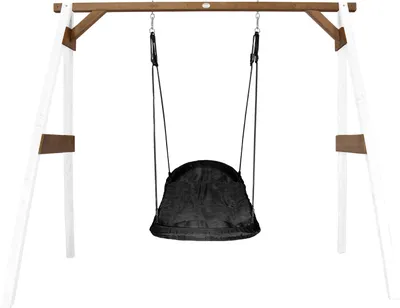 Produktbild von AXI Nestschaukel Roxy mit Gestell für Kinder | Outdoor Nest Schaukel für den Garten | Schaukelgestell in Weiß & Braun / Nestschaukel in Schwarz