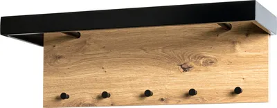 Produktbild von HAKU Wandgarderobe eiche, schwarz - MDF, Metall, B/H/T: 70x24x25 cm
