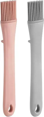 Image de Pinceau à pâtisserie en silicone pour barbecue et grillades, avec sauce et marinade, lot de 2, rouge-gris