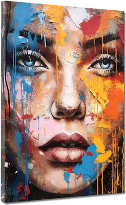 Produktbild von Leinwandbild Wandbild Gesicht mit rote Lippen Kunstdruck XL Wanddeko: 30x40x2cm