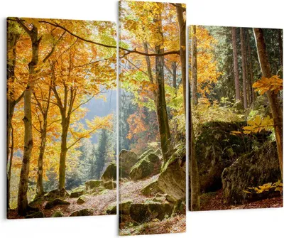 Produktbild von Bild auf Leinwand - Leinwandbild - Herbst berg wald natur - 95x80cm - Wand Bild - Wanddeko - Leinwanddruck - Bilder - Kunstdruck - Wanddekoration - Leinwand bilder - Wandkunst - CB95x80-2713