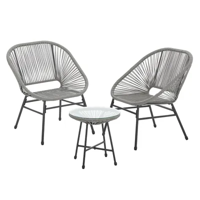 Produktbild von SVITA TULUM Balkon-Möbel 3-tlg. Garten-Möbel Set Balkonstühle mit Tisch Grau