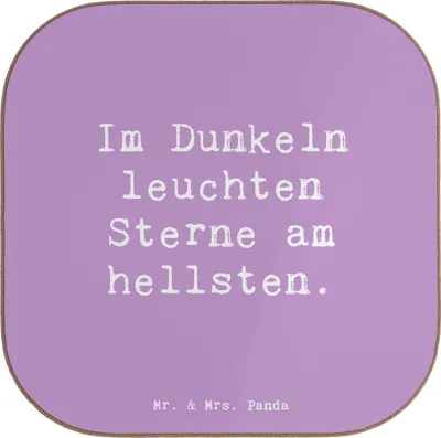 Produktbild von Mr. & Mrs. Panda Holzuntersetzer Spruch Angst vor Dunkelheit überwinden - Lavendeltraum - Geschenk, positive Energie, Tassenuntersetzer, Untersetzer Tasse, Ermutigung