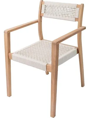 Image de Fauteuils de Jardin ARAWA, Bois d'Acacia Empilables, Cordage Tressé 6 mm, Lot de 2, 57 x 59 x 85 cm