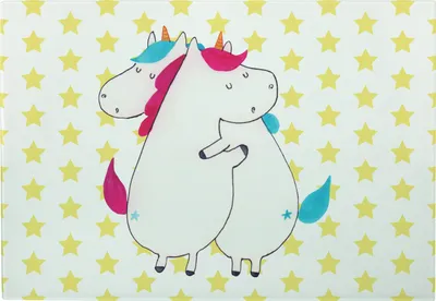 Produktbild von Mr. & Mrs. Panda Servierplatte Einhörner Umarmen - Weiß - Geschenk, Vesperplatte, Einhorn, Brotzeitplatte, Unicorn, Liebe, BFF, Hackbrett, Frühstücksbrett, Schneidebrett