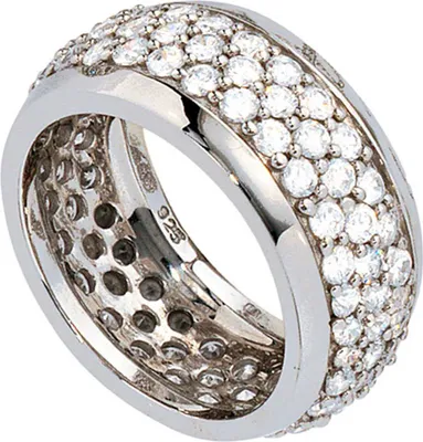 Produktbild von JOBO Damen Ring 925 Sterling Silber rhodiniert mit Zirkonia rundum Silberring Größe 50