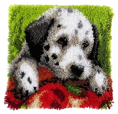 Image de Coussin au crochet Kit DIY Chien - Kit coussin au crochet avec crochet Latch Hook dès 10 ans