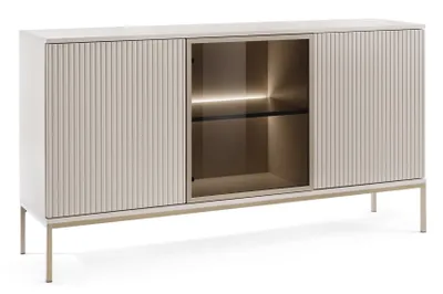 Produktbild von Sideboard HALLE K154 - Kommode mit 2 Türen, LED-Beleuchtung,Lamellen - Loft Stil (Cashmiere)