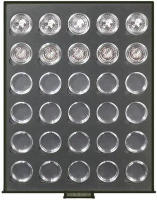 Produktbild von Lindner S2933-2K Münzbox RAUCHGLAS BLACK SAMT für 5-Euro-Münzen in Kapseln