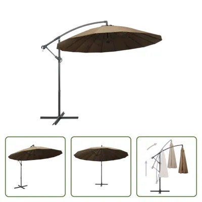 Image de The Living Store Parapluie Taupe 3 m Mât en aluminium