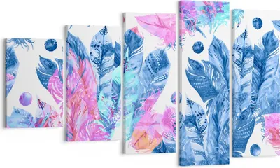 Produktbild von Bild auf Leinwand - Leinwandbild - Federn Vögel Bunt Komposition - 100x60cm - Wand Bild - Wanddeko - Leinwanddruck - Bilder - Kunstdruck - Wanddekoration - Leinwand bilder - Wandkunst - EG100x60-2945