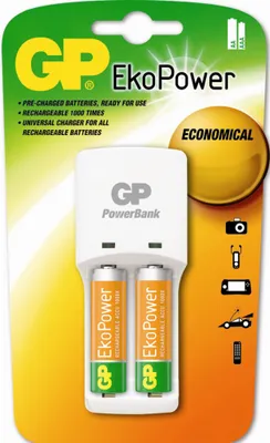 Produktbild von GP EKO Power Akku Ladegerät + 2 Akkus 1000 mAh