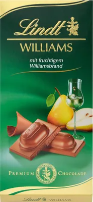 Produktbild von Lindt Williams Vollmilch Tafel mit Williams Birnenbrand Füllung 100g