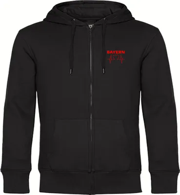 Produktbild von multifanshop Kapuzen Sweatshirt Jacke - Bayern - Herzschlag, schwarz, Größe L