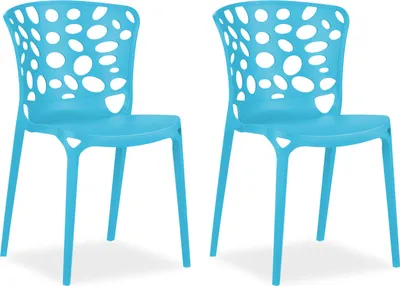 Obrázek produktu pro Gartenstuhl 2er Set Modern Blau Stühle Küchenstühle Kunststoff Stapelstühle Balkonstuhl Outdoor-Stuhl