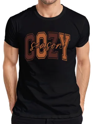 Imagen del producto de Temporada otoñal: Acogedor, "hygge", cálido, café, calabaza, hojas. Camiseta para hombre, color , talla XL