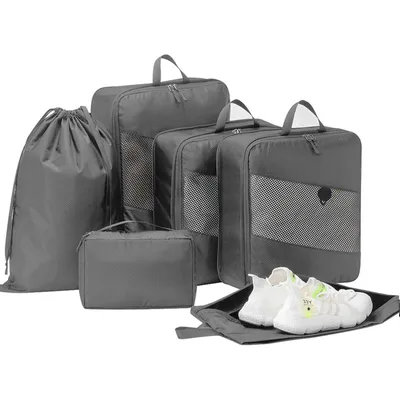 Produktbild von Kofferorganizer Compression Packing Cubes Set für mehr Platz im Koffer & Backpack (6-tlg), für Rucksack & Koffer