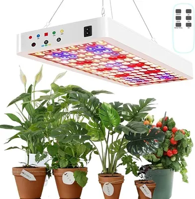 Produktbild von LED Pflanzenlampe für Innenpflanzen, Vollspektrum-Wachstumslicht mit automatischem Timer (8H/12H/16H), Fernbedienung, ideal für Setzlinge und Gemüse.