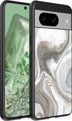 Produktbild von Geeignet für Google Pixel 8 Telefon Fall mit Marmor Druck - TPU zurück Abdeckung Fall Marmor Design - Silber - Smartphonica