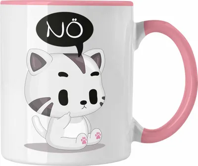 Produktbild von Trendation - Katze Nö Tasse Lustige Kaffeetasse für Frauen Kollegin Geschenkidee (Rosa)