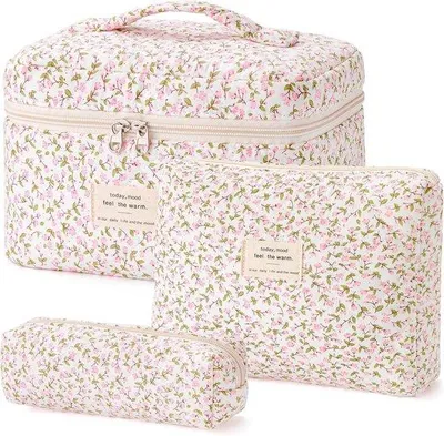 Produktbild von Kosmetik-Taschen-Set von 3, Blumen-Toilettasche, Damen, groß