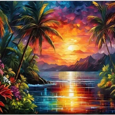 Produktbild von NORIMPEX Kleiner Ofen nach Nummer Sonnenuntergang bei Ebbe 40x50cm