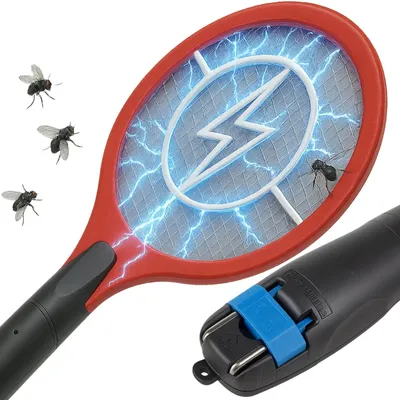 Zdjęcie produktu dla Łapka na muchy owady komary elektryczna akumulatorowa do gniazdka 230V rakietka na osy i insekty