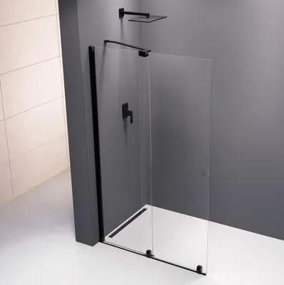 Produktbild von Polysan ROLLS BLACK Walk-In Duschtür 1000 mm, Höhe 2000 mm, Klarglas