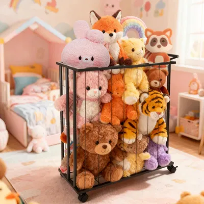 Immagine prodotto di Scaffale porta palloni - Carrello porta palloni su ruote - Metallo - Con rotelle - Soluzione di stoccaggio per garage - Per interni ed esterni