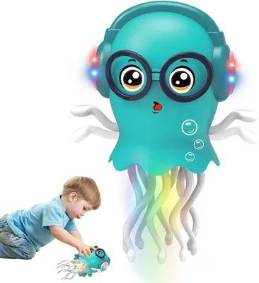 Produktbild von Quallen-Babyspielzeug – Elektrisches, kriechendes Quallen-Spielzeug – Elektrisches, tanzendes Spielzeug – Krabbelspielzeug mit Lichtern und Musik