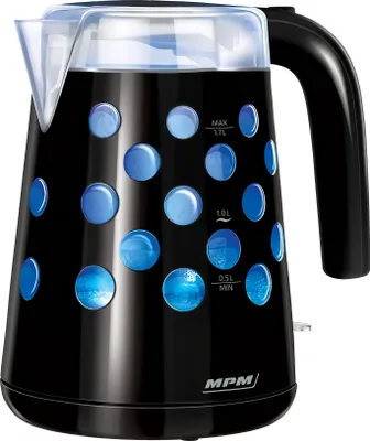 Produktbild von MPM MCZ-86 Elektrischer Wasserkocher 1,7 L, BPA-frei, Kabellos, Beleuchteter Innenraum Schwarz