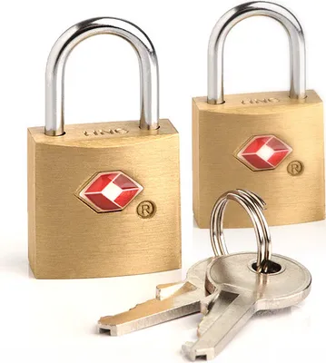 Produktbild von Travel Blue Set mit 2 TSA Kofferschloss mit Schlüssel - Gold Key Schloss, 2 Schlüssel pro Schloss, Ideal für Gepäckstücke, koffer, 22mm Messingkörper, USA Reise