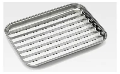 Produktbild von Wiederverwendbare Grillschale aus Edelstahl, Zubehör für Smoker und Gasgrill, rechteckig 34,5 x 24 x 3 cm, Silber, 1 Stück