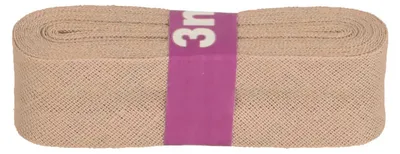 Schrägband 3m x 20mm Baumwolle gefalzt hellbeige