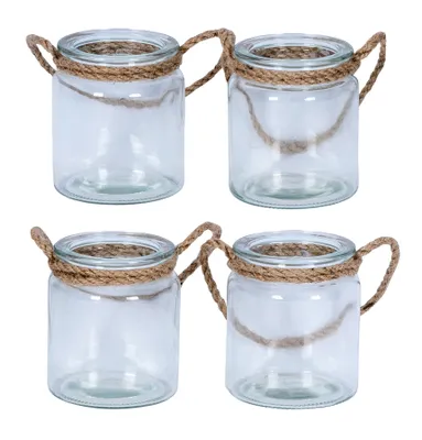 Produktbild von 4er Set Teelichthalter Glas H10cm Klar Transparent Windlicht Tischdeko Kerzen
