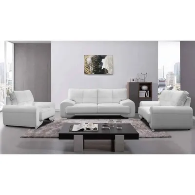 Produktbild von Polstergarnitur – Sofa-Set 3+2+1 OMEGA – Kunstleder Dolaro 511 - weiß, stilvoll & bequem